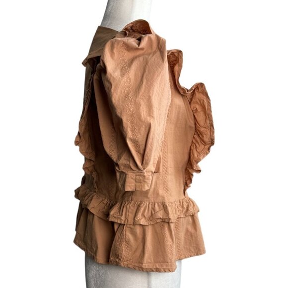 Universal Thread Short Sleeve Peplum Top 100% Cotton Orange Rust Women's Size S - Picture 6 of 10